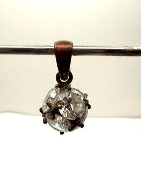 Vintage Multi Stone Pendant Clear Crystal Cluster Gold Tone Round Charm